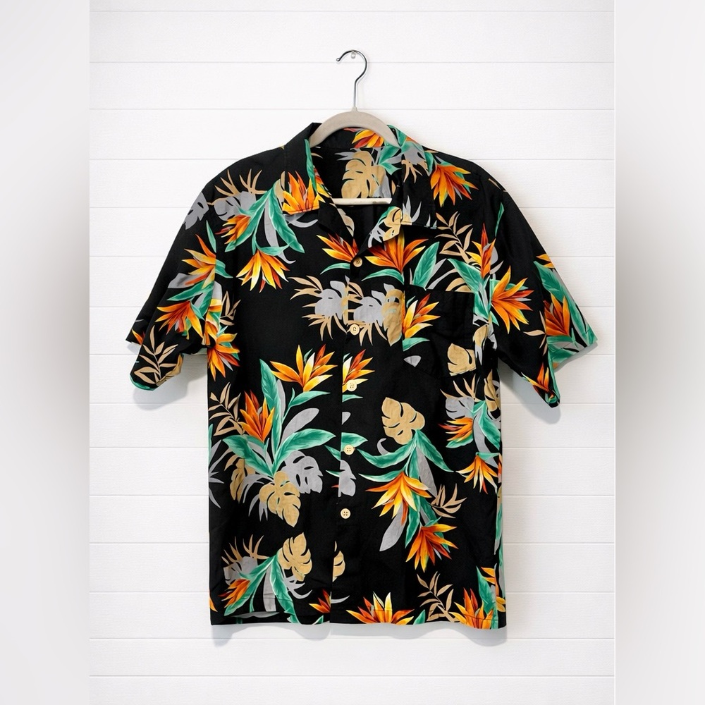 Men's Black Tropical Floral Shirt
